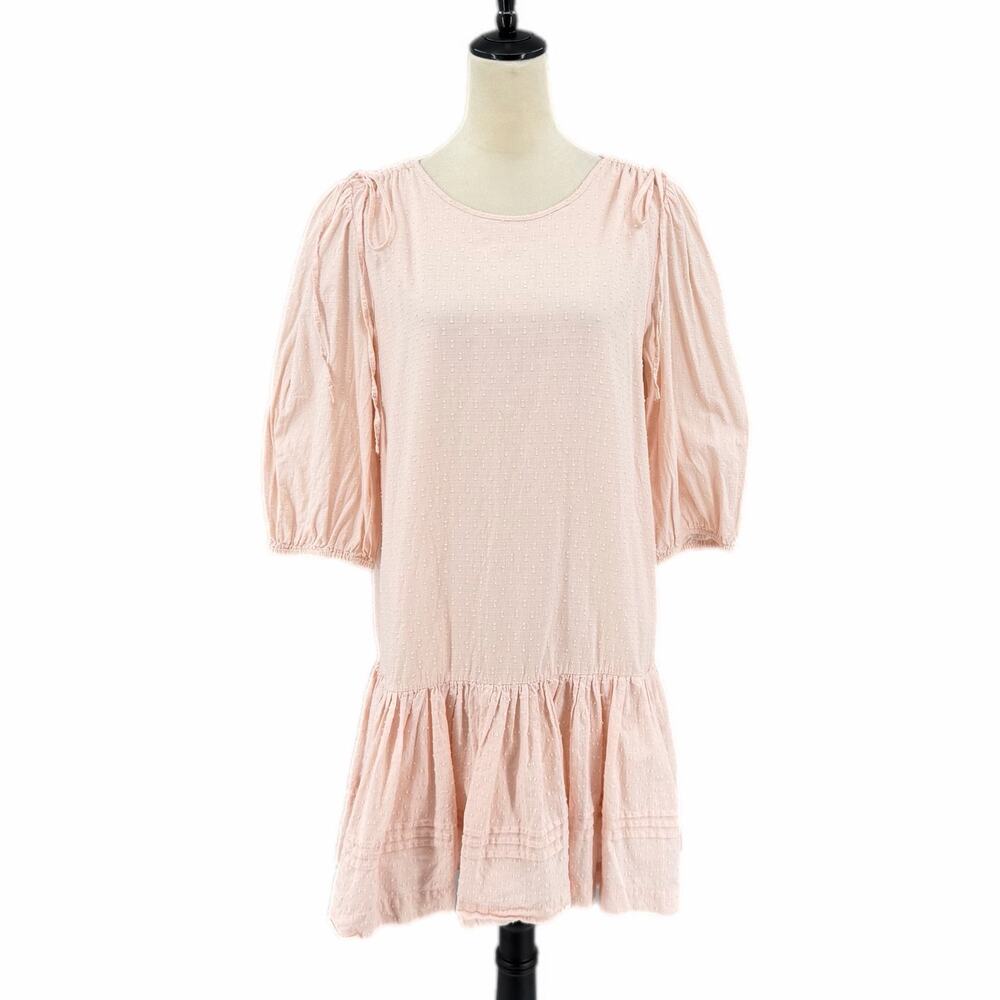 CeCe Light Pink Cottagecore Feminine 100% Cotton Textured Pretty Coquette Dress